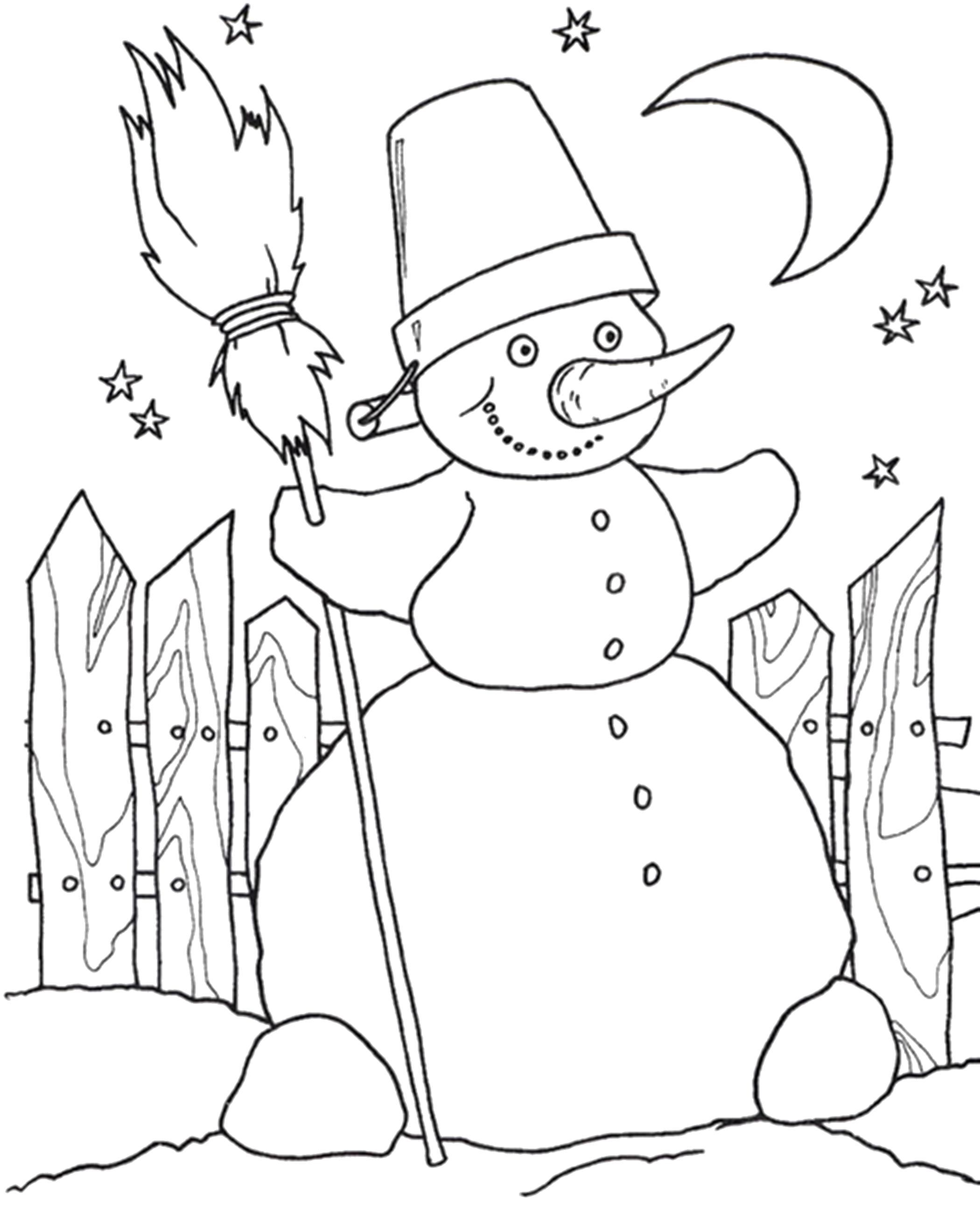Раскраска снеговик радуется зиме. Скачать новогодние.  Распечатать новогодние