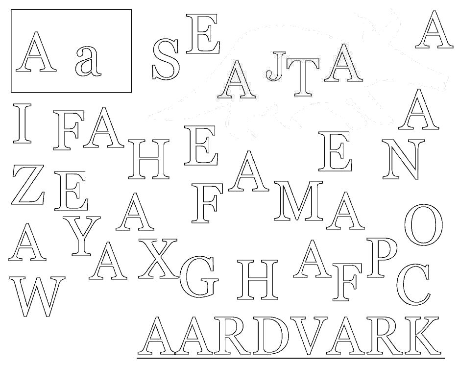 Раскраска Английские буквы, Буква Аа. Скачать буквы.  Распечатать буквы