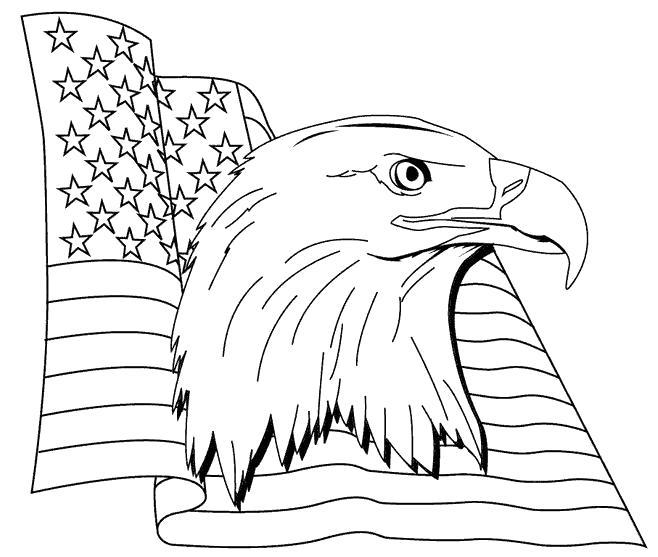 Раскраска Орёл и флаг США. Скачать .  Распечатать 