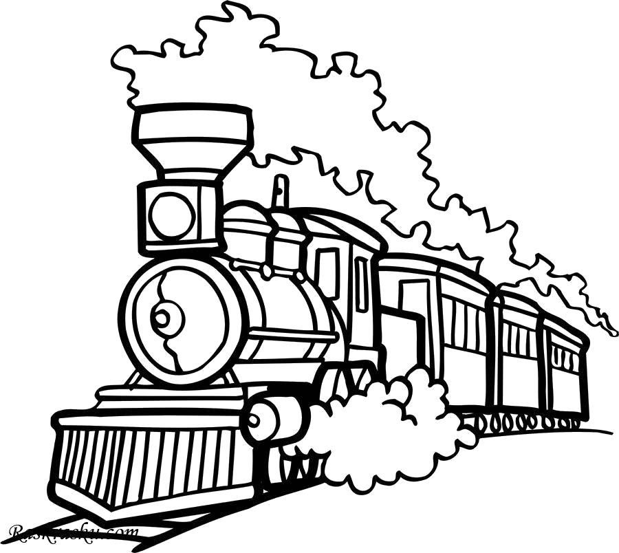 Название: Раскраска Паровоз в дыму. Категория: для мальчиков. Теги: поезд.