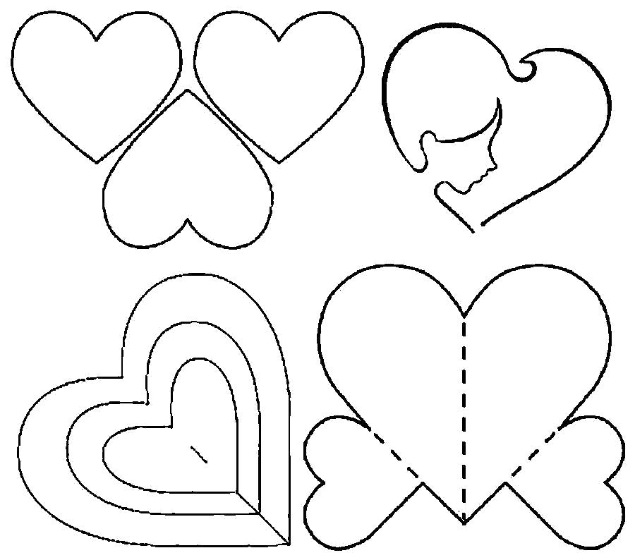 Раскраска  шаблоны сердечек для вырезания  сердца шаблоны из бумаги. Скачать Шаблон.  Распечатать Шаблон