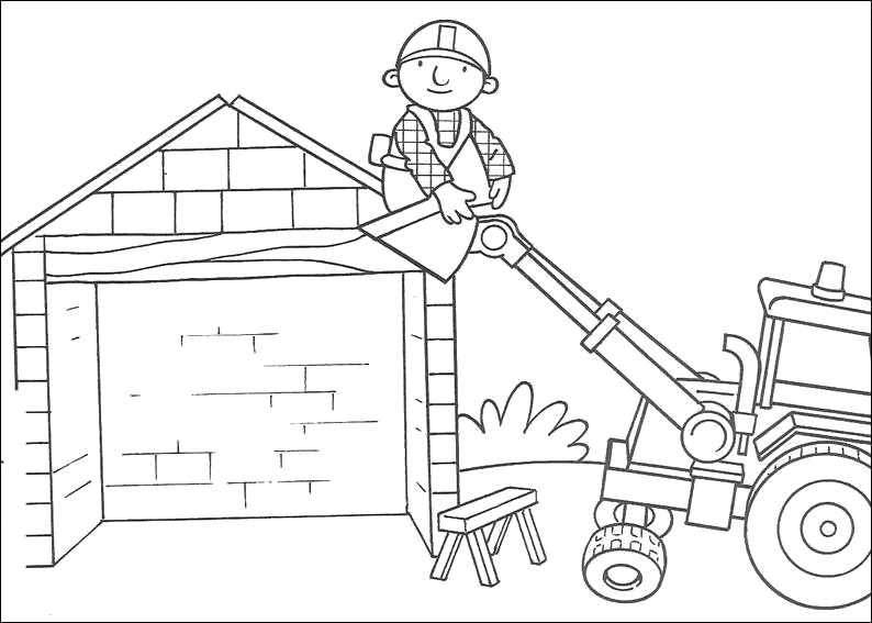 Название: Раскраска Трактор поднял Боба. Категория: для мальчиков. Теги: трактор, строительная техника.