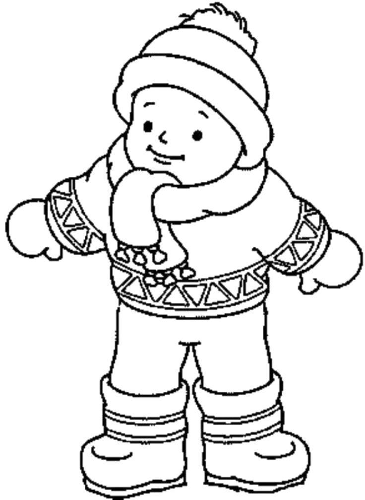 Раскраска мальчик в зимней одежде раскраска. 