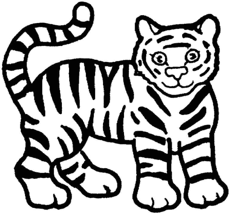 Раскраска Полосатый тигр. Дикие животные
