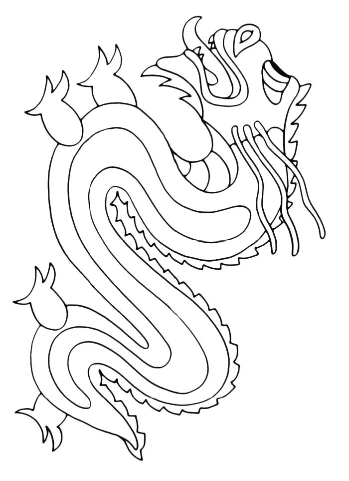 Раскраска  Японский дракон. Скачать дракон.  Распечатать мифические существа