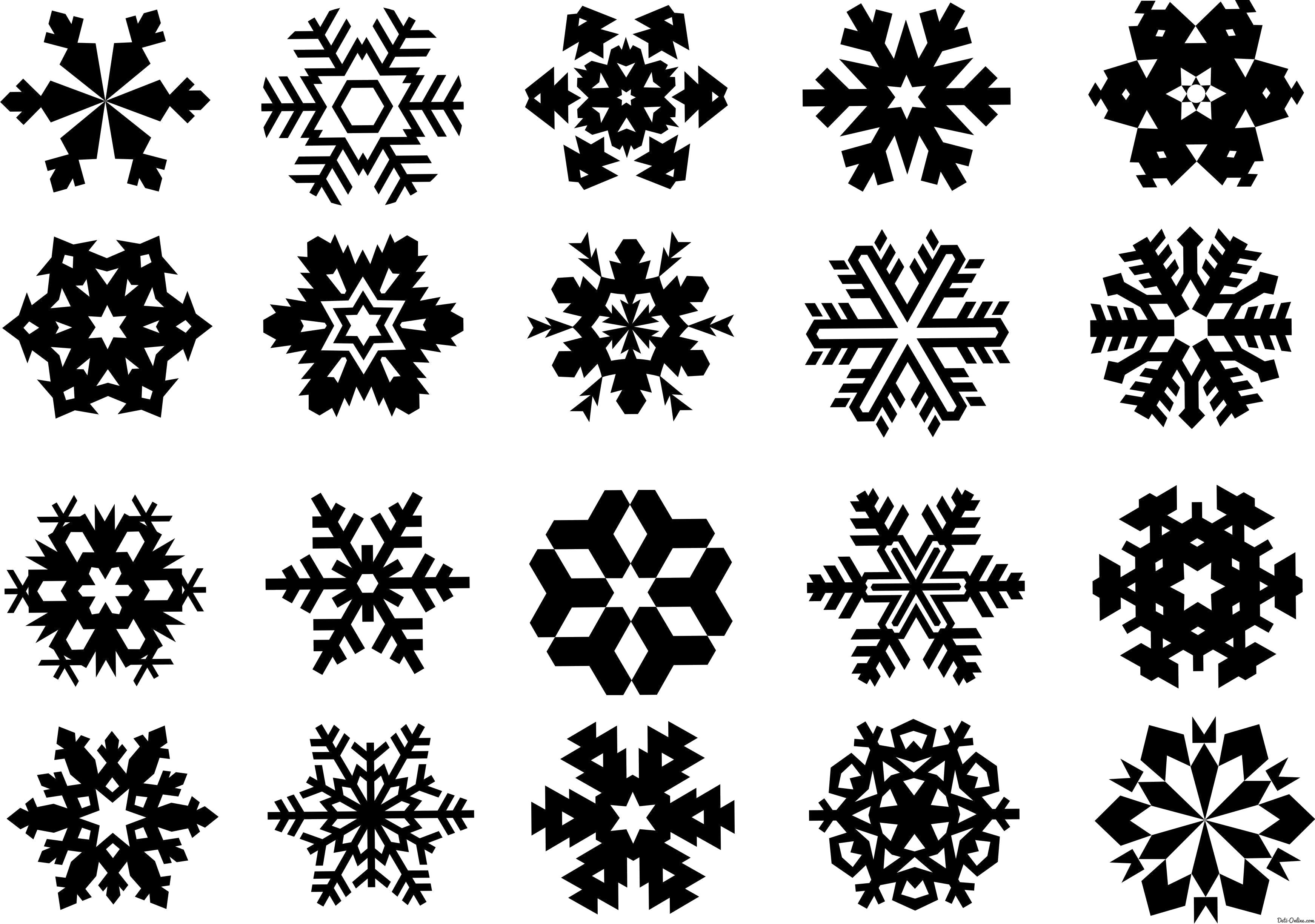 Раскраска Раскраска Набор различных снежинок. Новый год