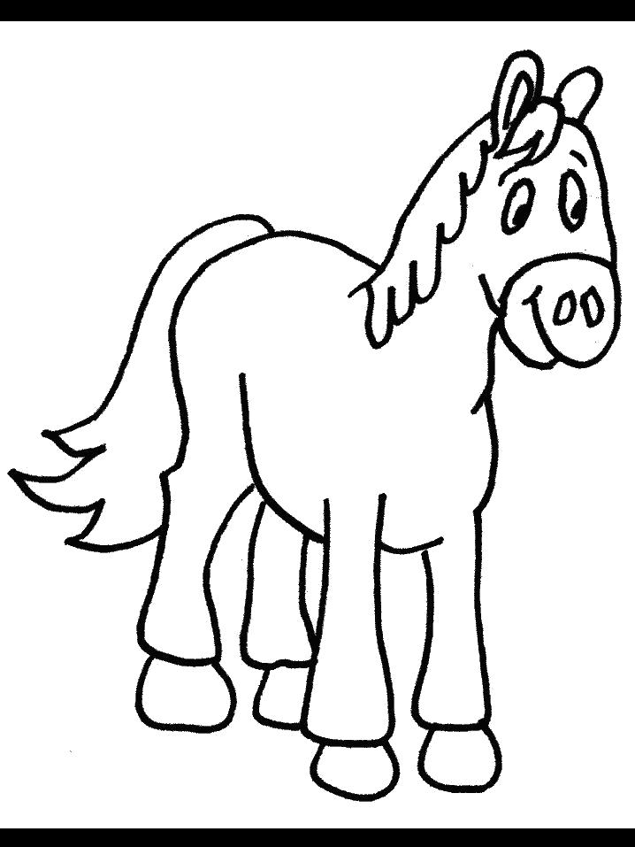 Раскраска Смешная лошадка. Домашние животные