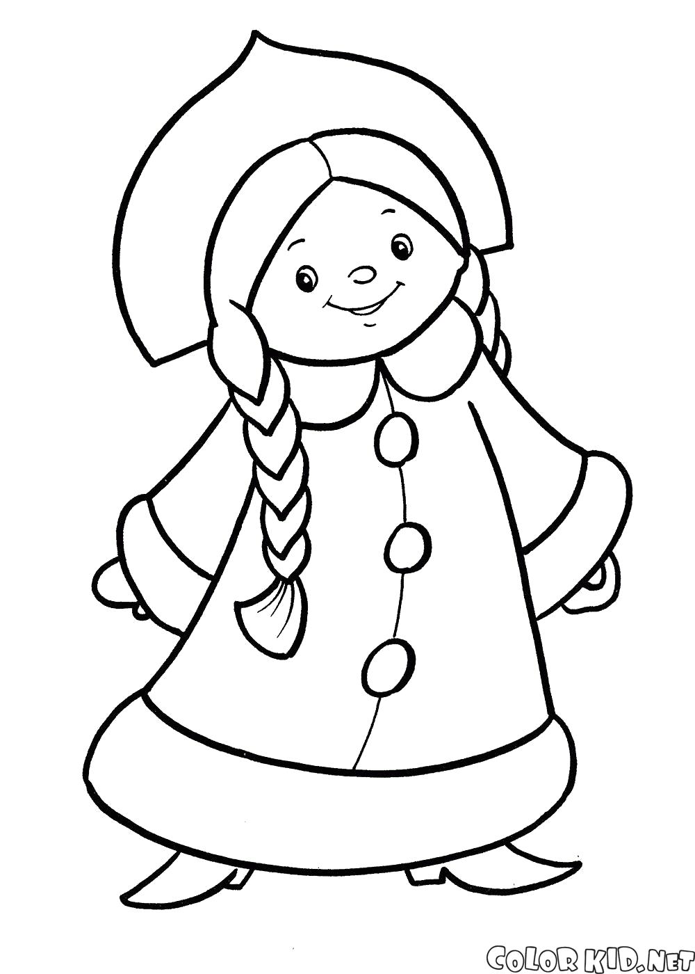 Раскраска Новогодний костюм снегурочки. костюм