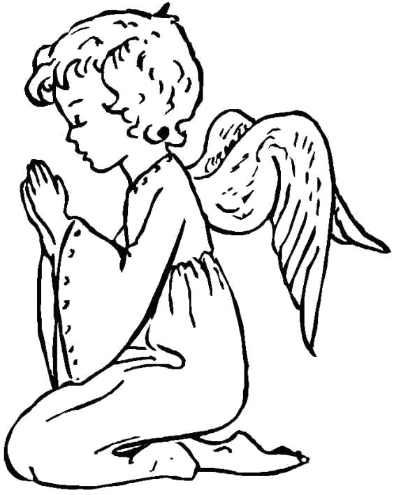 Название: Раскраска ангел молится. Категория: мифические существа. Теги: ангел.