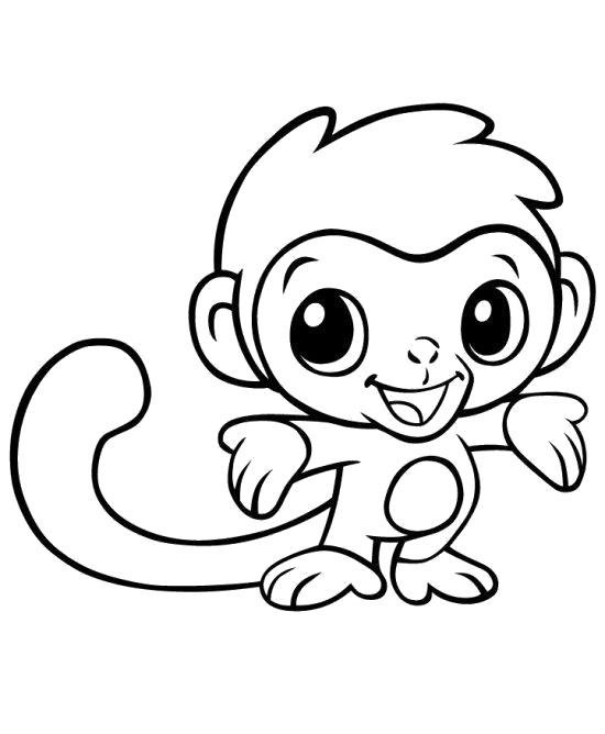 Раскраска Веселые обезьянки. Скачать обезьяна.  Распечатать обезьяна
