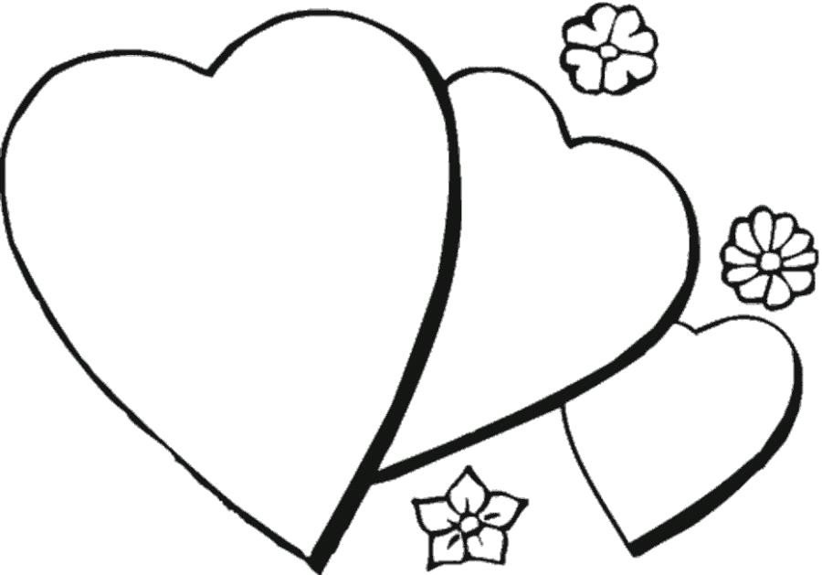 Раскраска Три сердца печатать . Скачать 14 февраля, сердце.  Распечатать День святого валентина