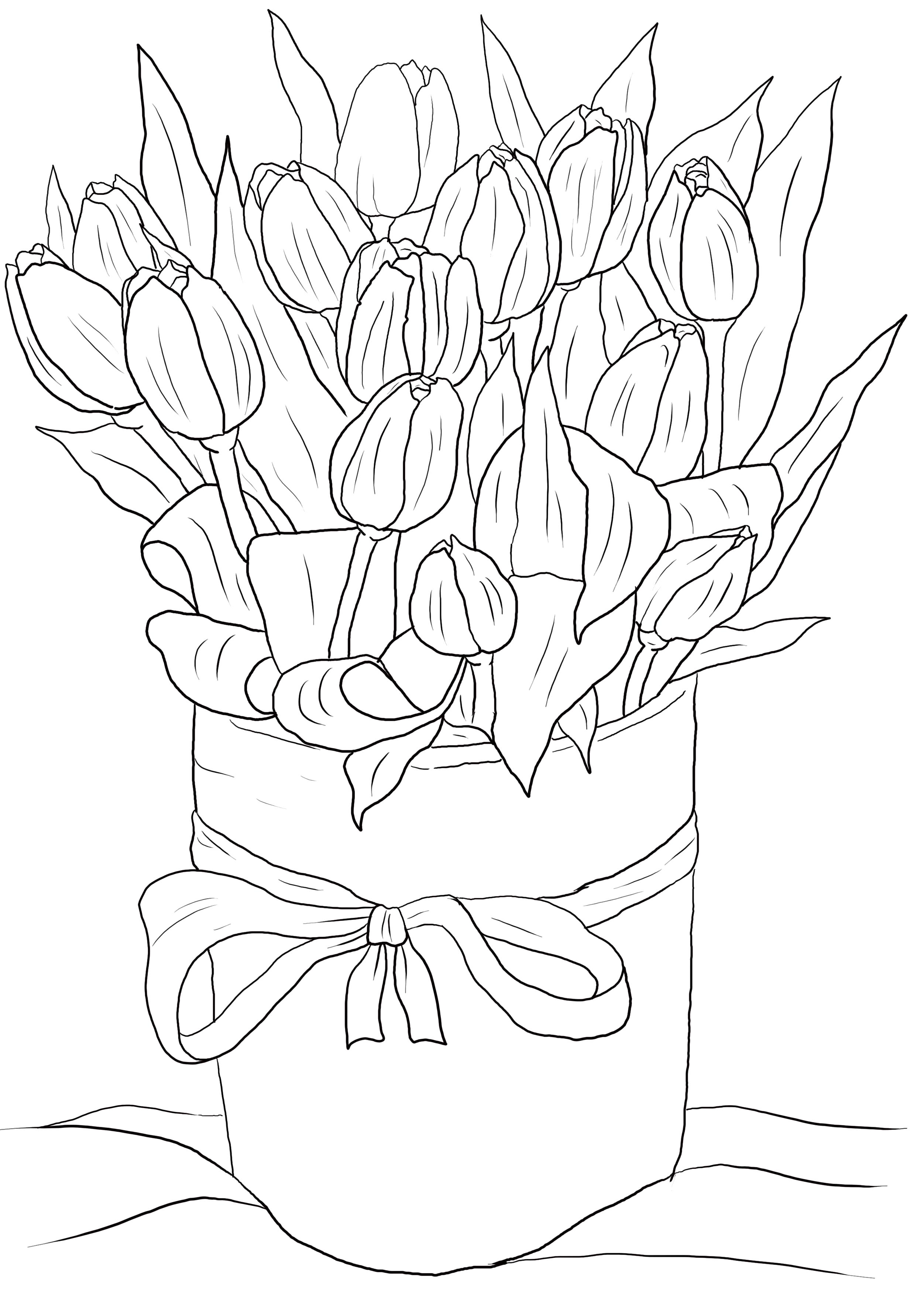 Название: Раскраска букет цветов. Категория: 8 марта. Теги: 8 марта.