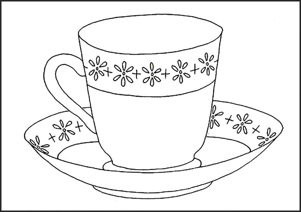 Название: Раскраска  чашечка чая. Категория: посуда. Теги: посуда.