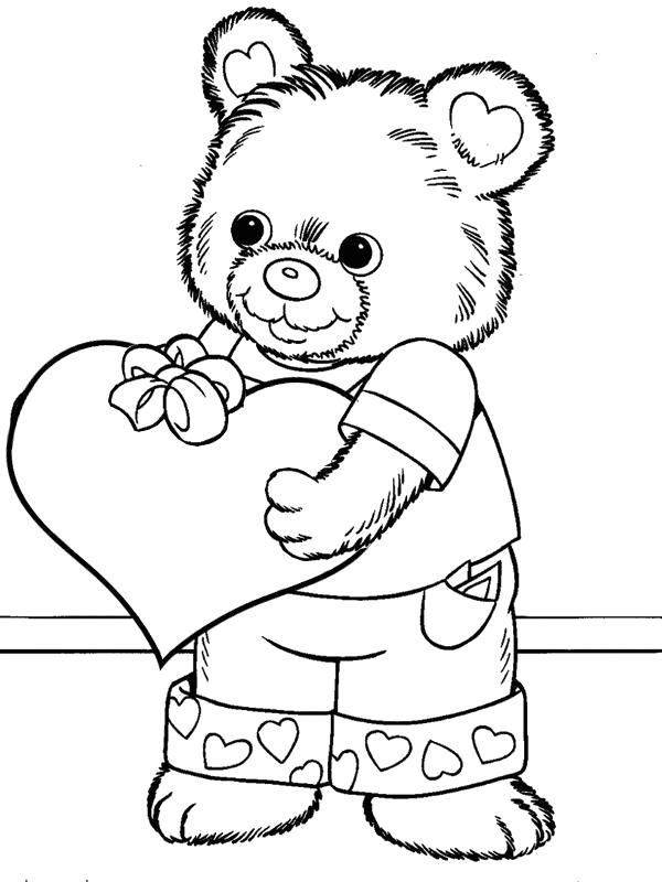 Название: Раскраска Раскраски сердце мишка сердце. Категория: День святого валентина. Теги: сердце.