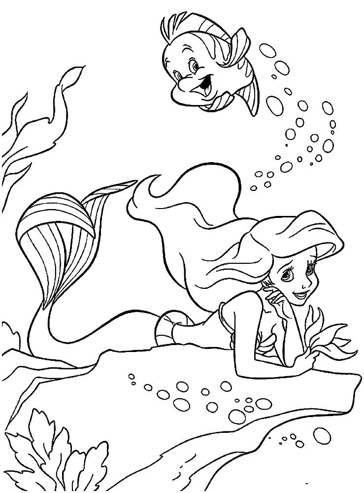 Раскраска Картинки для раскрашивания с русалочкой Ариэль. Скачать Ариэль.  Распечатать Ариэль