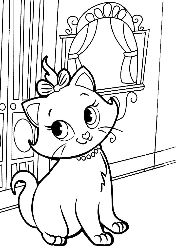 Название: Раскраска Милая кошечка. Категория: Домашние животные. Теги: кошка, Котенок.