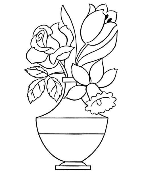 Раскраска вазон с цветами распечатать