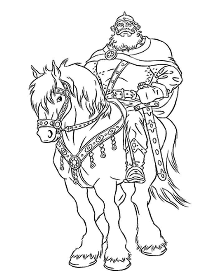 Раскраска Богатырь на коне. 