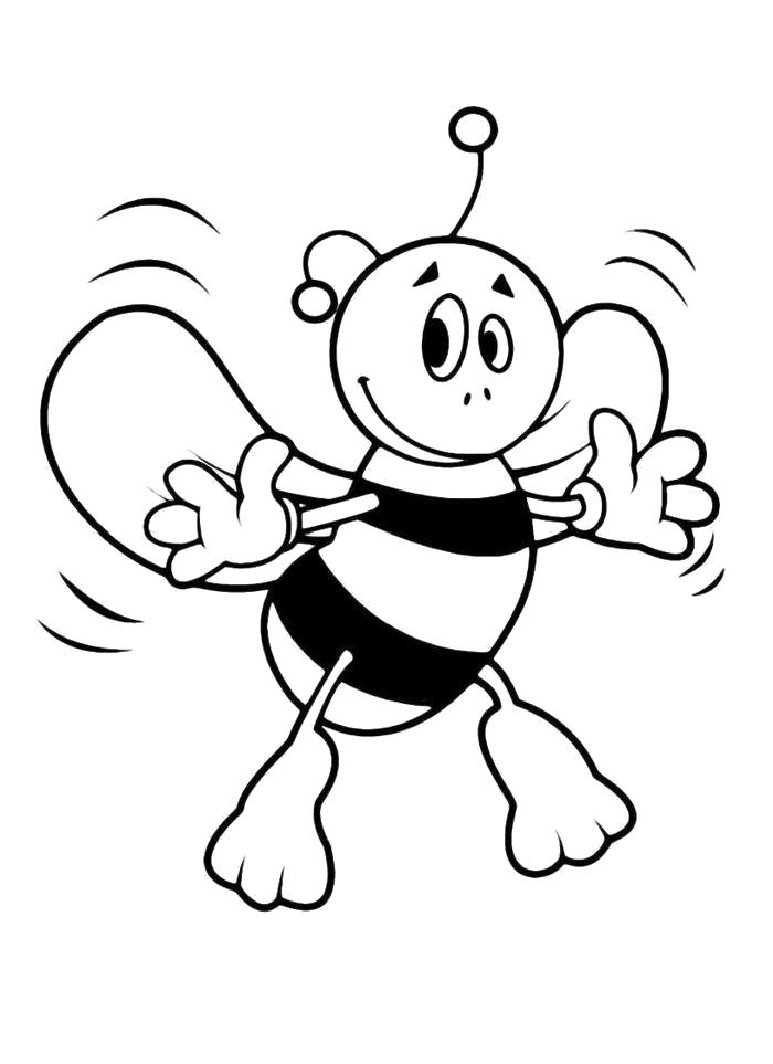 Название: Раскраска Раскраска радостная пчела. Категория: Насекомые. Теги: Пчела.