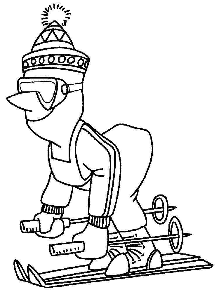Раскраска Спортсмен на лыжах. 