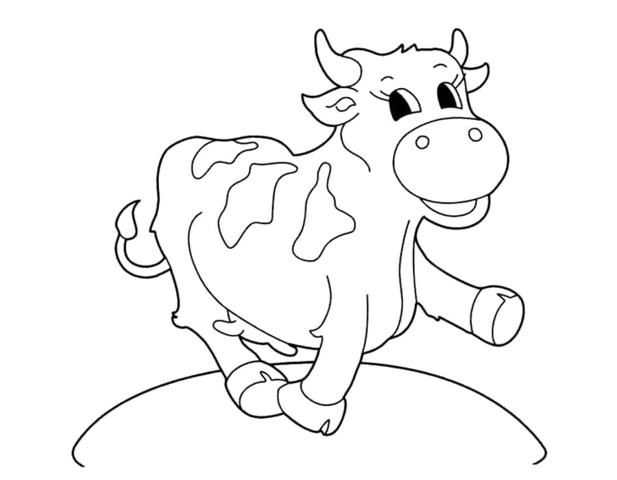 Раскраска Раскраска корова, смешная коровка. Корова