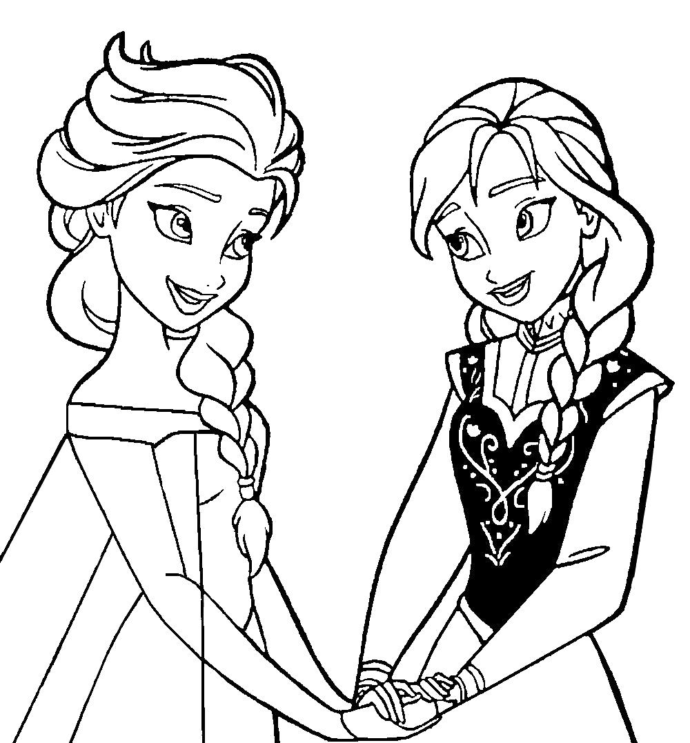 Раскраска Сестры Анна и Эльза. 