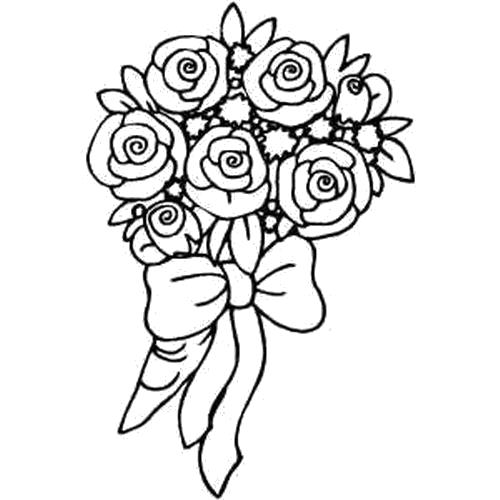 Раскраска Раскраска Розы, перевязанные бантиком. 