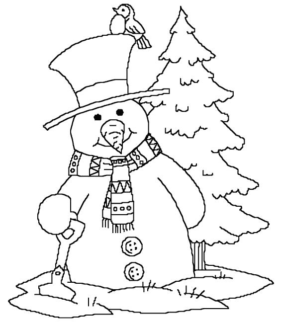 Раскраска  Снеговик.  . Скачать снеговик.  Распечатать Зима