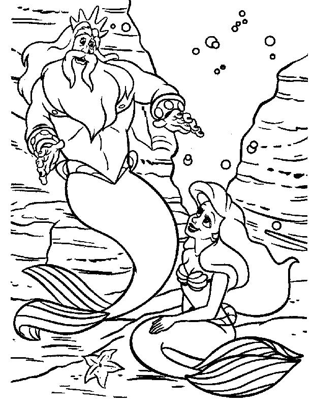 Раскраска Нептун и Ариэль. Русалочка