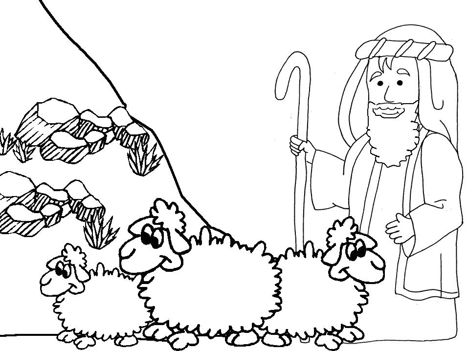 Раскраска Раскраска Старик пасет овец. Овца