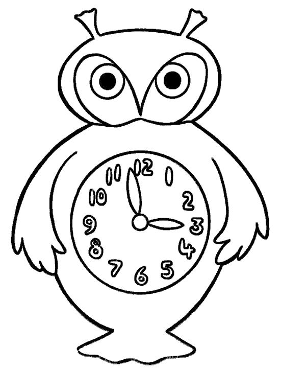 Название: Раскраска сова часы. Категория: Часы. Теги: Часы.