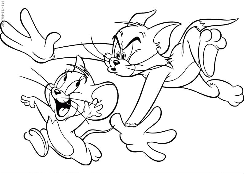 Раскраска  Том и Джерри. Скачать Том и Джерри.  Распечатать Том и Джерри