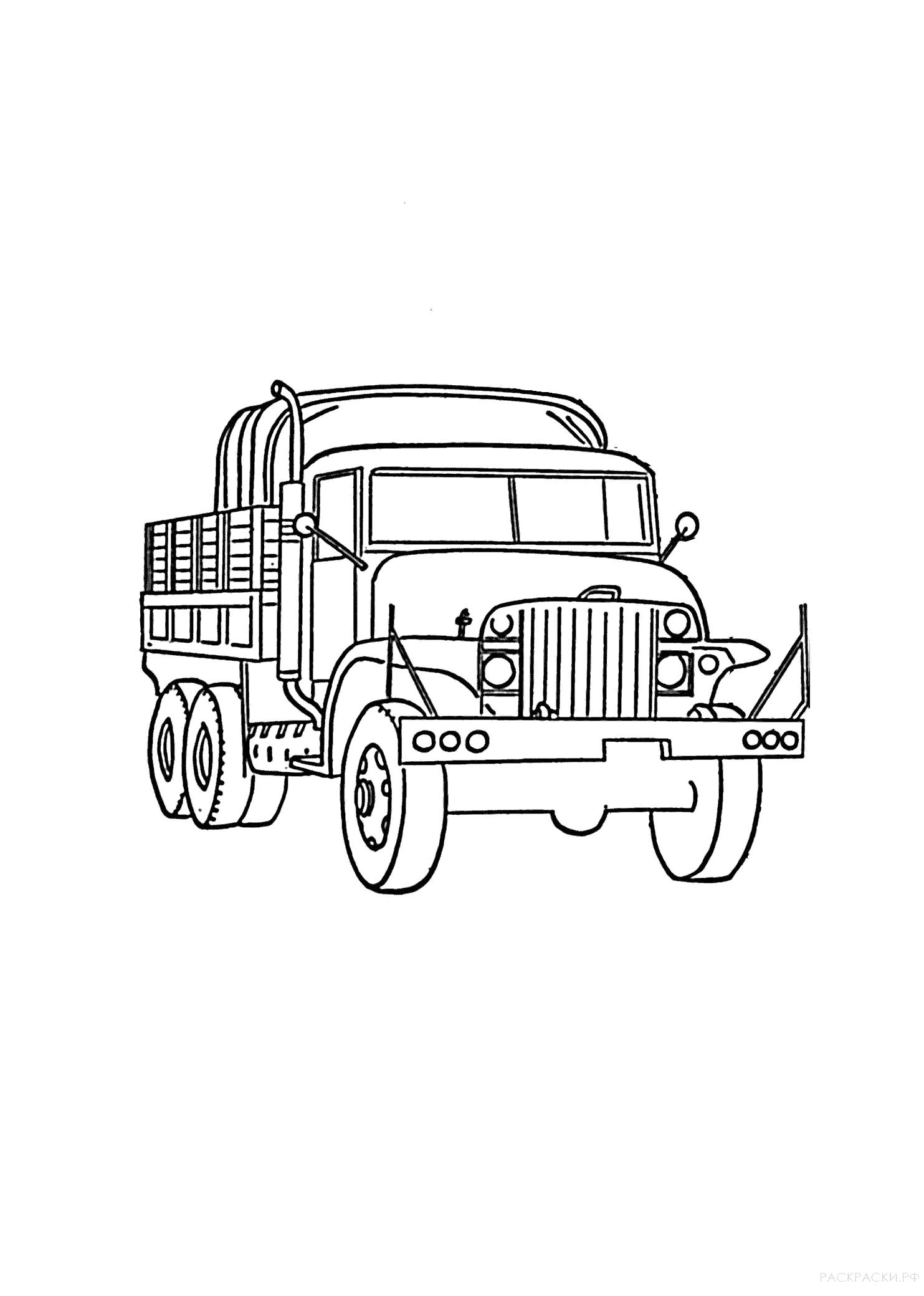 Раскраска военный грузовик для детей