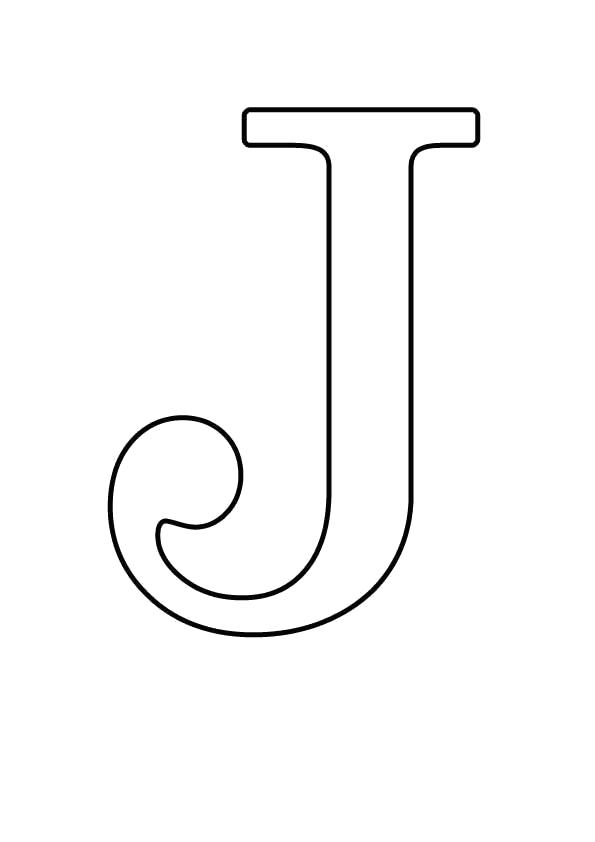Раскраска Большие буквы английского алфавита, Буква Jj. Скачать буквы.  Распечатать буквы