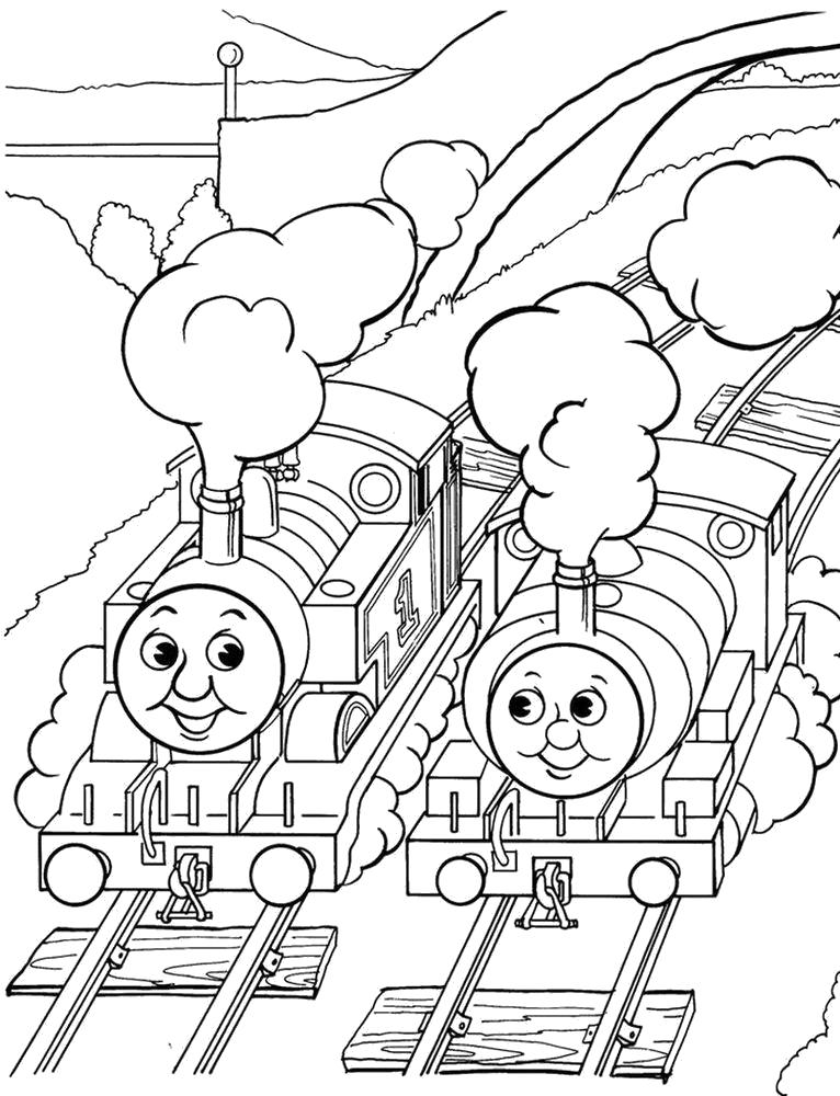 Раскраска Паровозик Томас и Друзья. Скачать поезд.  Распечатать для мальчиков