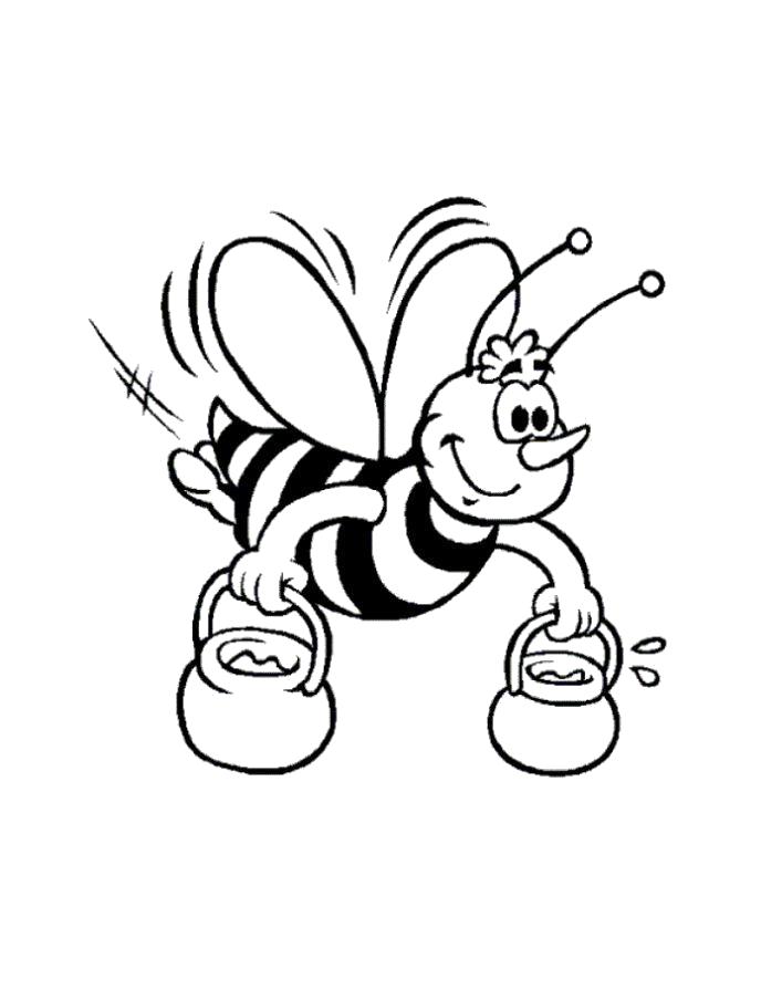 Раскраска Пчела несет мед. Скачать Пчела.  Распечатать Пчела