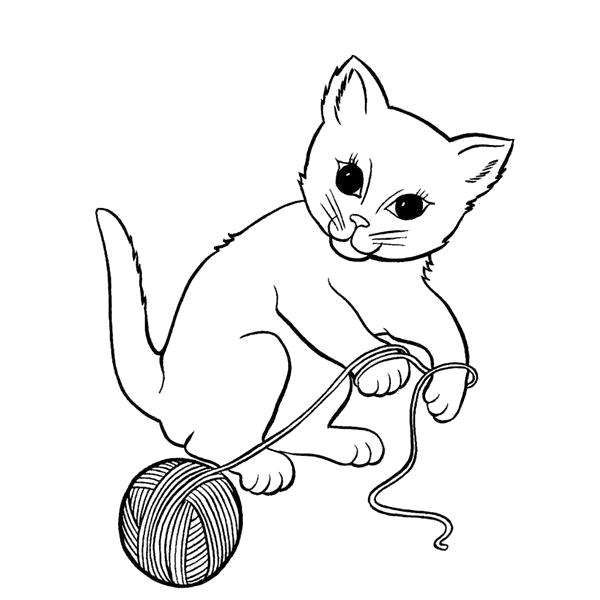 Название: Раскраска Забавный котенок с клубочком . Категория: Домашние животные. Теги: Котенок.