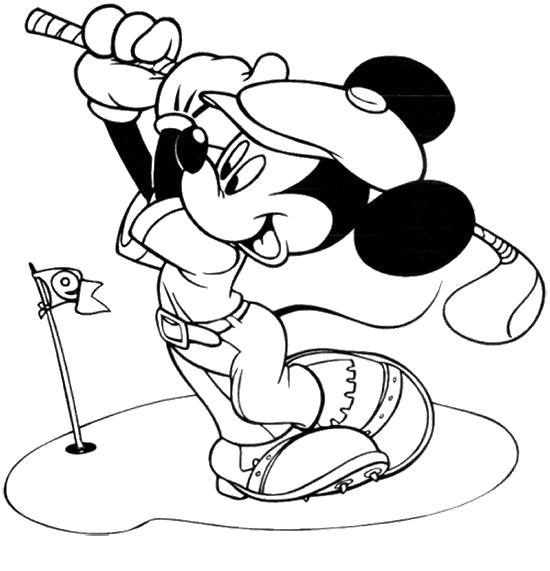 Раскраска Микки маус играет в гольф. Микки маус