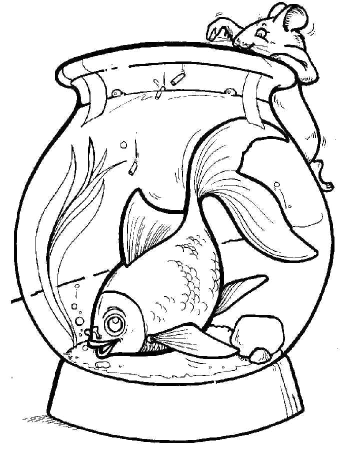 Раскраска Раскраска аквариум с рыбками. Аквариумные рыбы