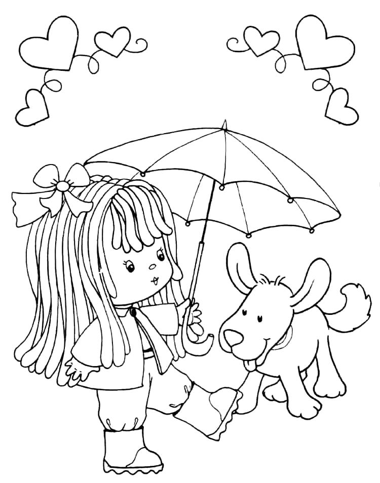 Название: Раскраска Под зонтом. Категория: кукла. Теги: кукла.