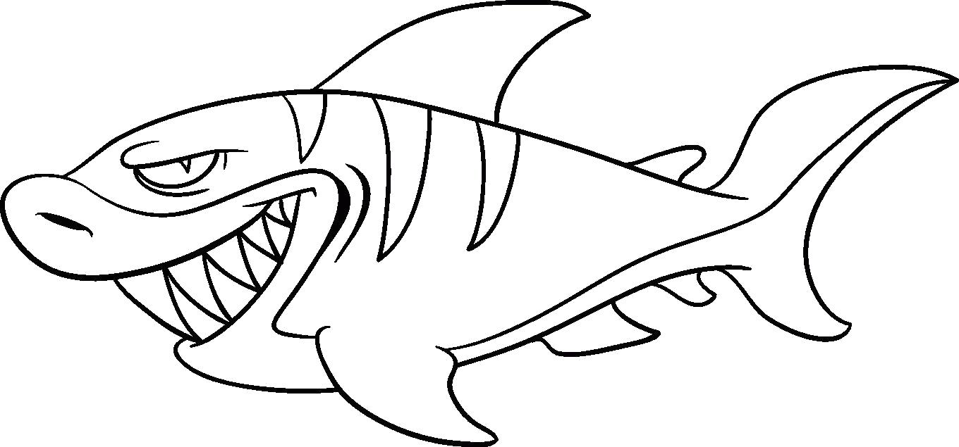 Раскраска Рисунок- акулы. Скачать животных.  Распечатать животных