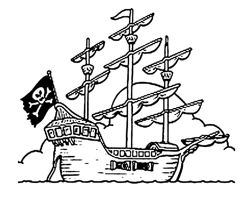 Раскраска Корабль пиратов. Скачать корабль.  Распечатать для мальчиков