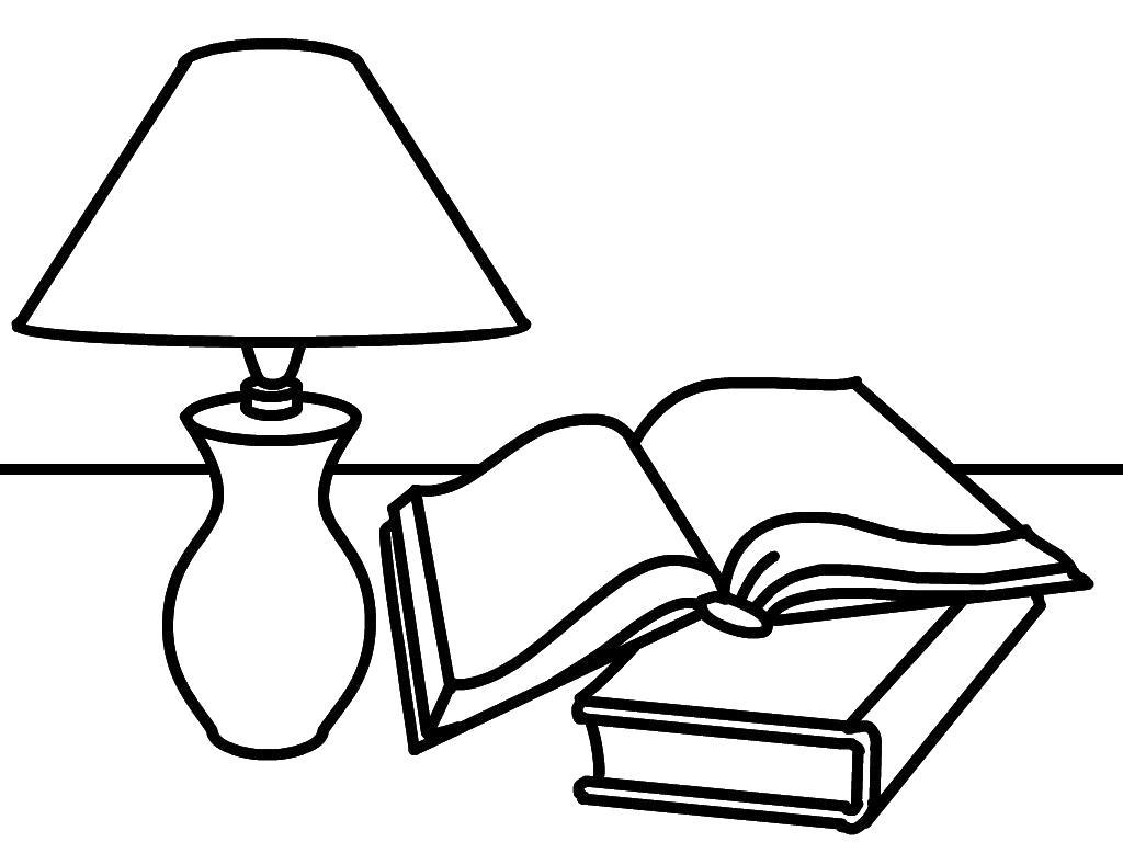 Раскраска Лампа с Книгами. Скачать .  Распечатать 