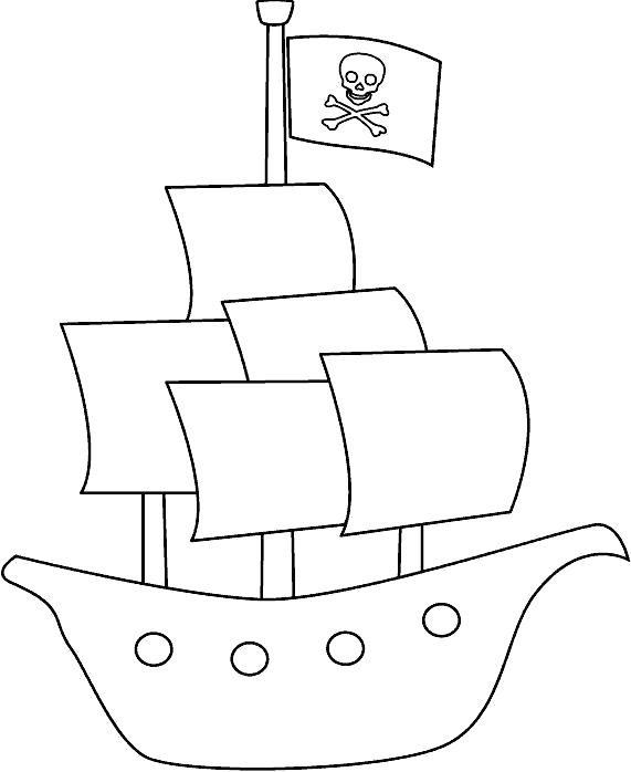 Раскраска Кораблик, пиратский корабль. Скачать корабль.  Распечатать корабль