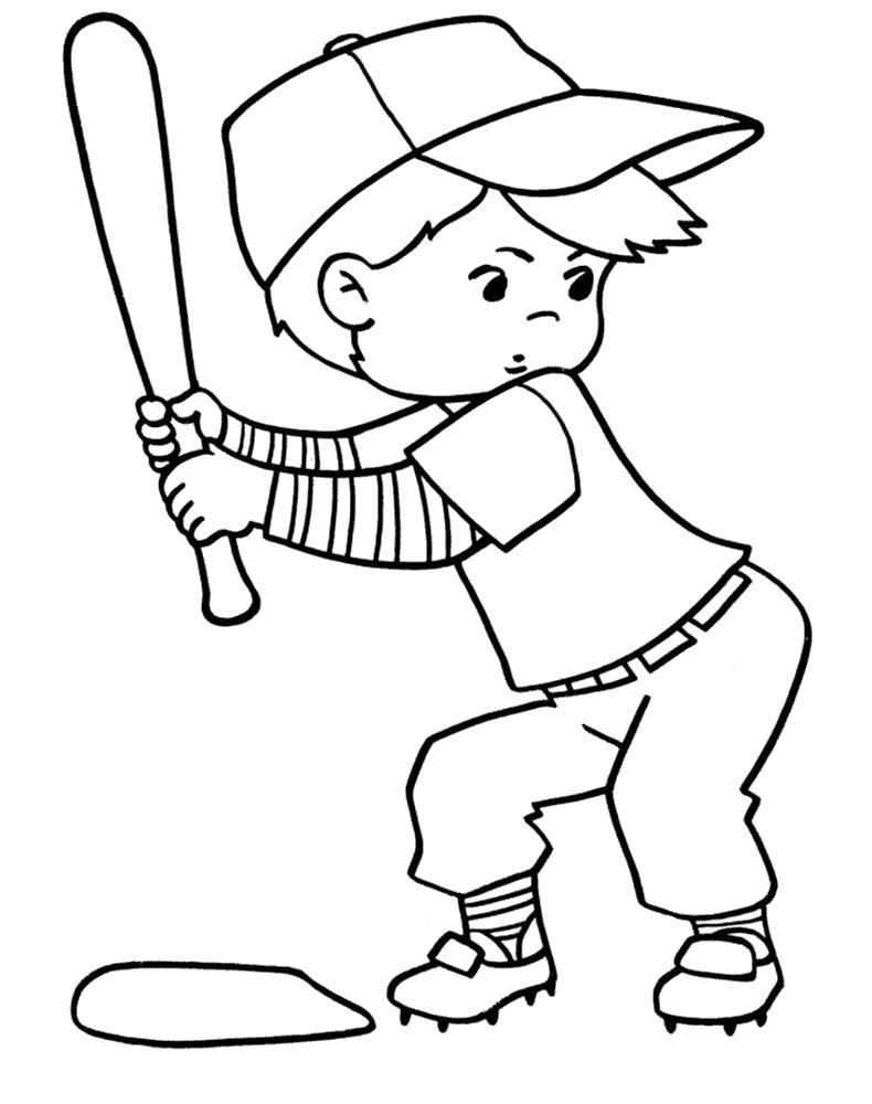 Раскраска Юный бейсболист. 