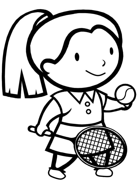 Раскраска Раскраски теннис раскраски для детей, спорт, девчока. Теннис