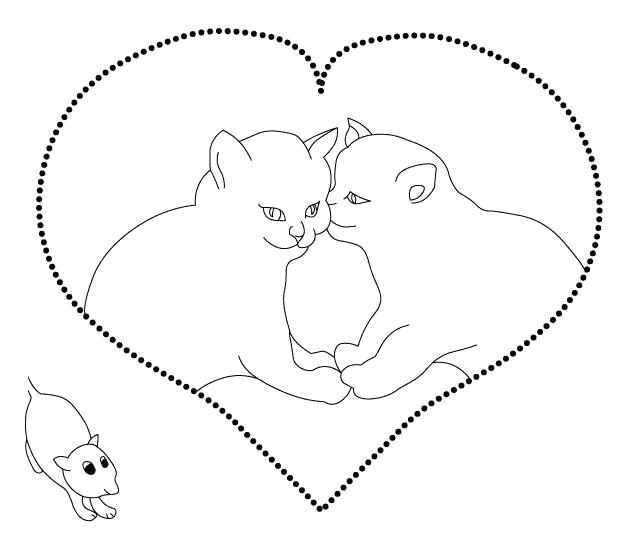Название: Раскраска Любовь котов. Категория: Домашние животные. Теги: кошка, Котенок, кот.