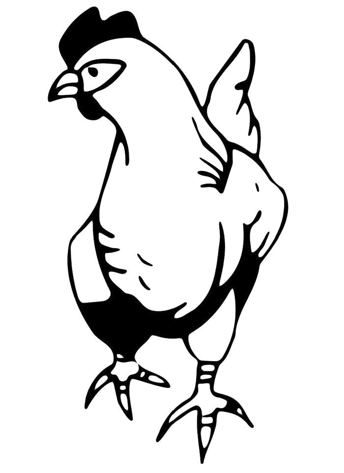 Название: Раскраска  Идущая курица. Категория: Домашние животные. Теги: Курица.