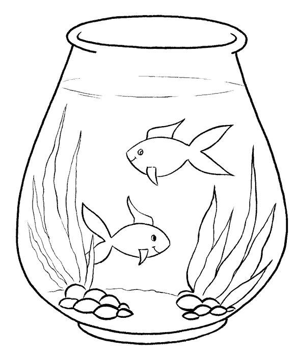 Раскраска Две рыбки в аквариуме. Рыбы