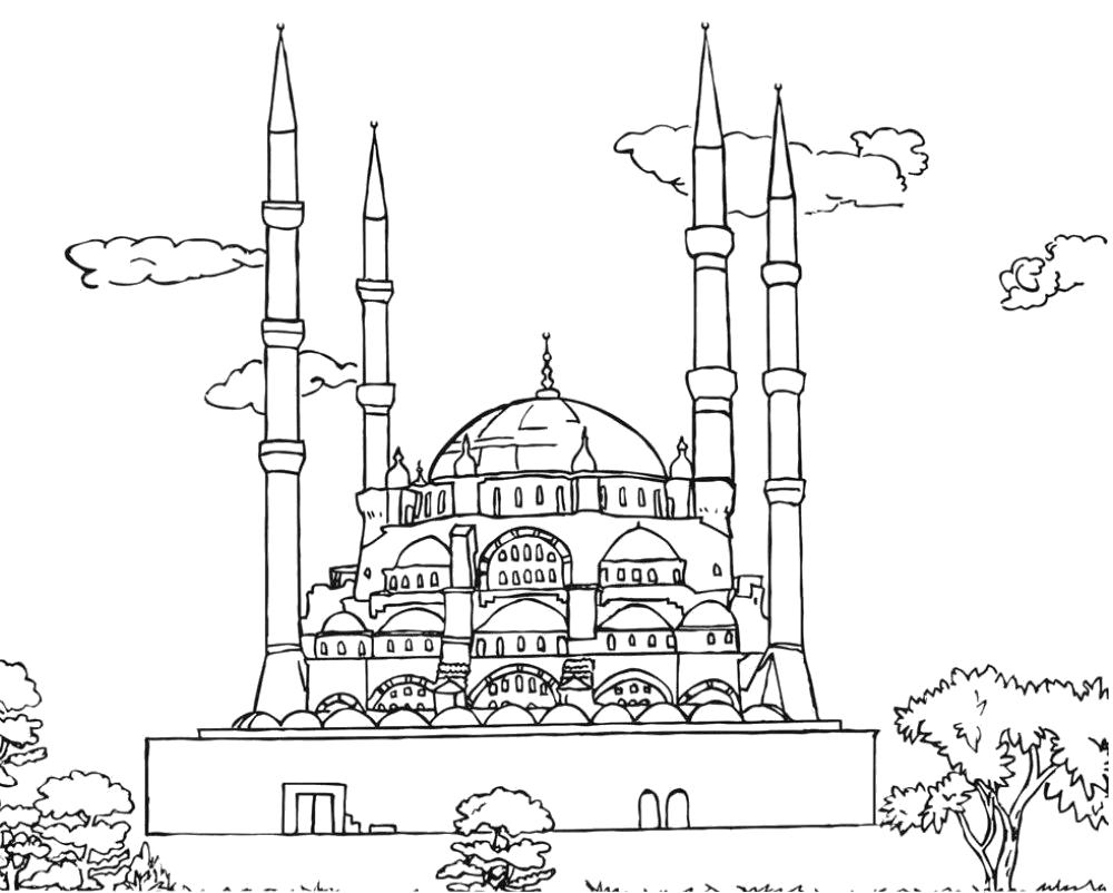 Название: Раскраска Мечеть. Категория: Мечеть. Теги: Мечеть.